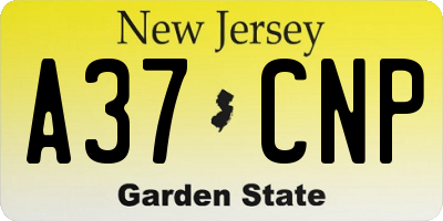 NJ license plate A37CNP