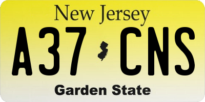 NJ license plate A37CNS