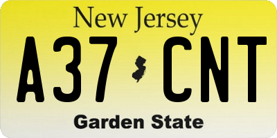 NJ license plate A37CNT