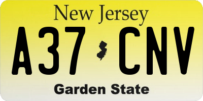 NJ license plate A37CNV
