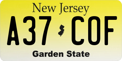 NJ license plate A37COF