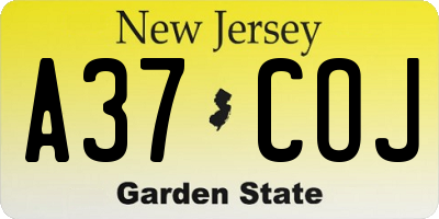 NJ license plate A37COJ