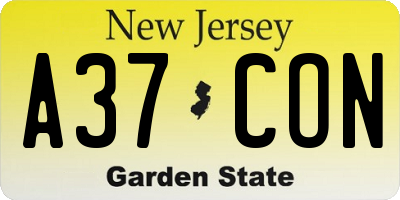 NJ license plate A37CON