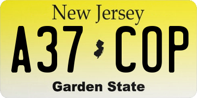 NJ license plate A37COP