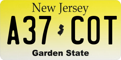 NJ license plate A37COT