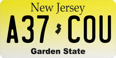 NJ license plate A37COU