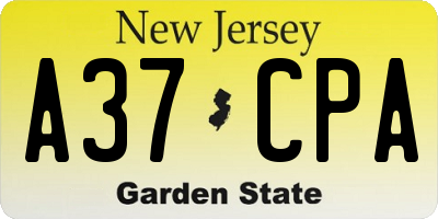 NJ license plate A37CPA
