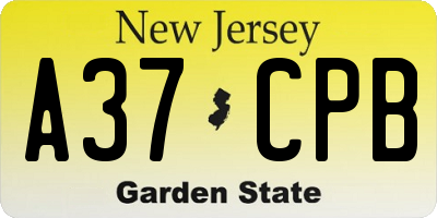 NJ license plate A37CPB