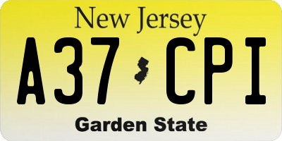 NJ license plate A37CPI