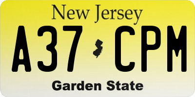 NJ license plate A37CPM