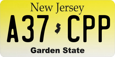 NJ license plate A37CPP