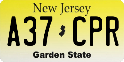 NJ license plate A37CPR