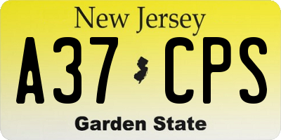 NJ license plate A37CPS