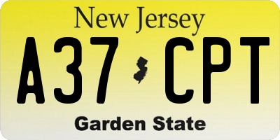NJ license plate A37CPT
