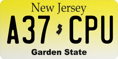 NJ license plate A37CPU