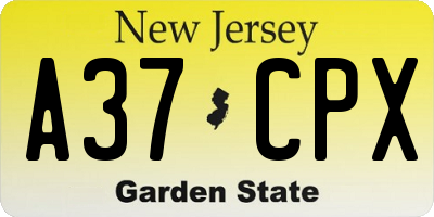 NJ license plate A37CPX