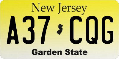 NJ license plate A37CQG