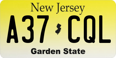 NJ license plate A37CQL