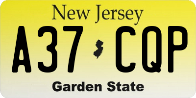 NJ license plate A37CQP