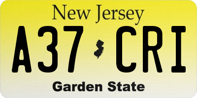 NJ license plate A37CRI