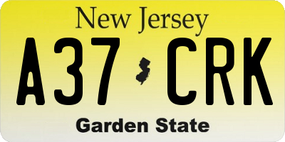 NJ license plate A37CRK