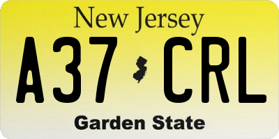 NJ license plate A37CRL