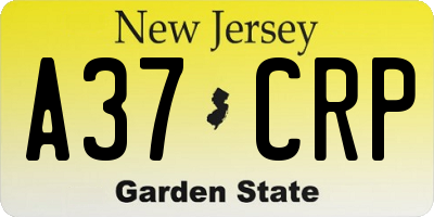 NJ license plate A37CRP