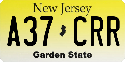 NJ license plate A37CRR