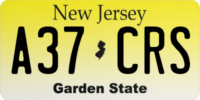 NJ license plate A37CRS