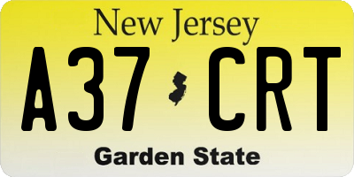 NJ license plate A37CRT