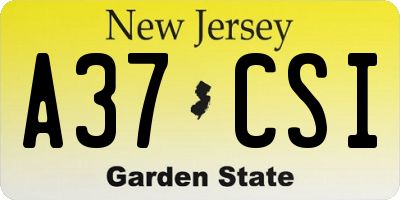 NJ license plate A37CSI