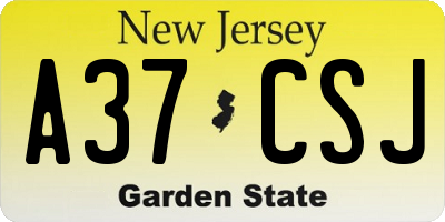 NJ license plate A37CSJ