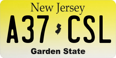 NJ license plate A37CSL