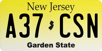 NJ license plate A37CSN