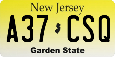NJ license plate A37CSQ