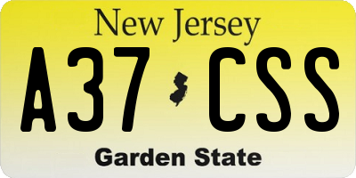 NJ license plate A37CSS