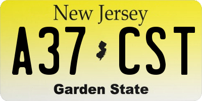NJ license plate A37CST