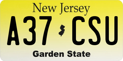 NJ license plate A37CSU