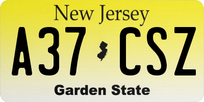 NJ license plate A37CSZ