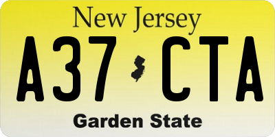 NJ license plate A37CTA