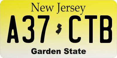 NJ license plate A37CTB