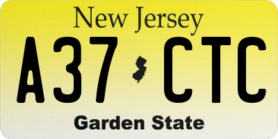 NJ license plate A37CTC