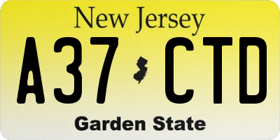 NJ license plate A37CTD