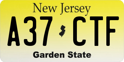 NJ license plate A37CTF
