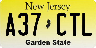 NJ license plate A37CTL