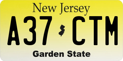 NJ license plate A37CTM