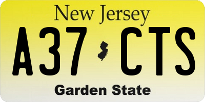 NJ license plate A37CTS