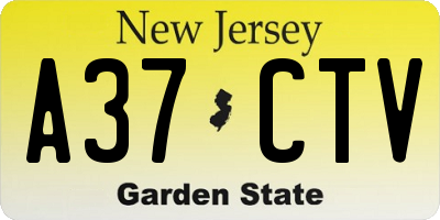 NJ license plate A37CTV