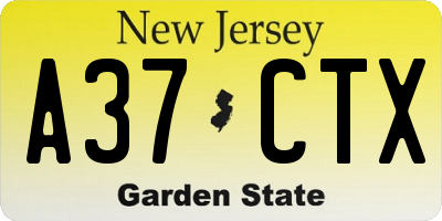 NJ license plate A37CTX