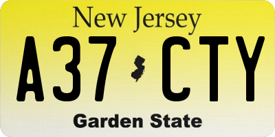 NJ license plate A37CTY